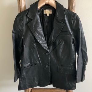Elizabeth & James Black Leather Blazer SZ 10